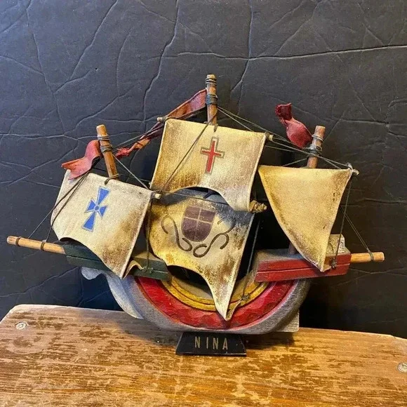 Vintage Ocean Core  Replica Wood Model Nina Pirate ship Beach Home Office Decor - Picture 4 of 5